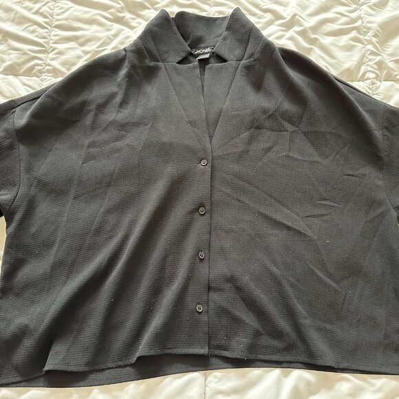 MONKI – BLACK LOOSE-FIT 3/4 SLEEVE SHIRT - Picture 3 of 9